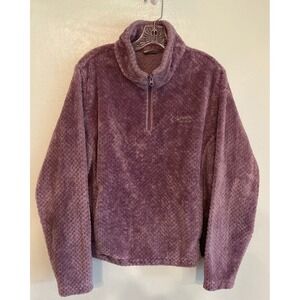 Columbia Women's Plush Fleece Quarter Zip Pullover Kangaroo Pkt Lavender XL